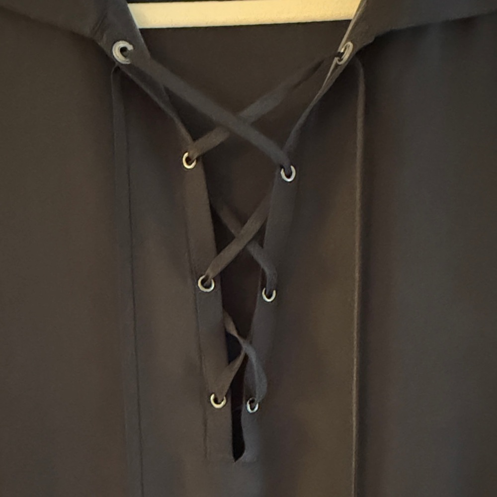 Frame Silk Women's Black Lace-Up Blouse - Picture 6 of 8